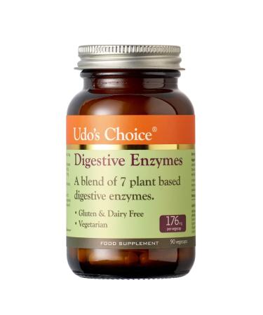 Udo's Choice Digestive Enzymes - 7 Plant Based Digestive Enzymes - Optimise The Absorption & Use of Nutrients - Vegetarian Gluten Free & Dairy Free - 90 Vegecaps - One a Day 90 Count (Pack of 1)