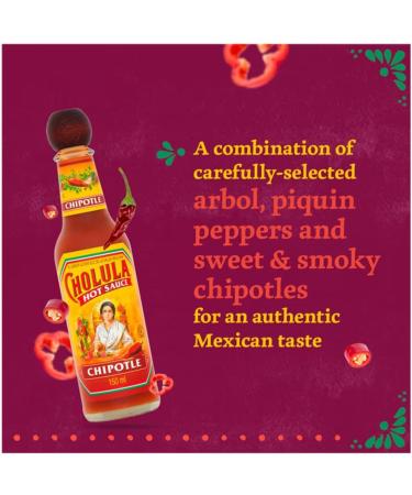 Cholula Hot Sauce Mexican Original Chili Garlic Chipotle Collection Pack of 3 Sauces x 150ml Imported From Mexico - Buy Online on GoSupps.com