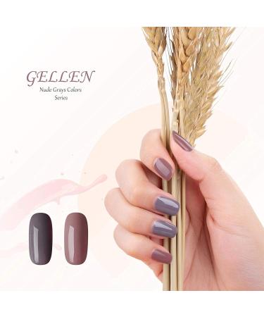 Gellen Gel Nail Polish Kit - 6 Nude Gray Colors Classic Pastels for Stunning Home Manicures - Best Gel Polish Set for Nail Art - Buy Online on GoSupps.com