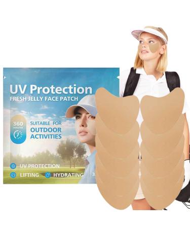 Fellflying Golf Sun Face Patch, Golf Face Patch, 5 Pairs UV Face Patches, Comfortable UV Face Patches, Portable Clear UV Protection Face Patch for Outdoor