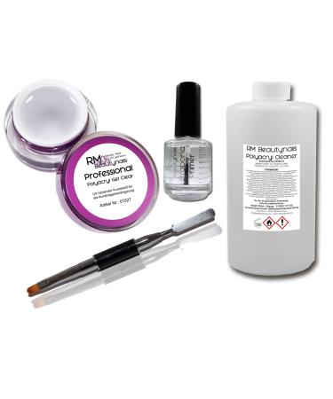 Polyacryl LED UV gel nail starter set 5ml poly acrylic gel clear - 12ml primer - 100ml poly acrylic special cleaner - brush with spatula nail set