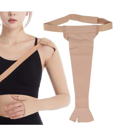 Lymphedema Compression Arm Sleeve Thumb Lymph Edema arm Sleeve Polyurethane Post Mastectomy Support Arm Sleeve for Swelling Support(M-Left)
