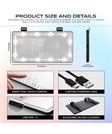Espejo de Tocador con Visera Solar para Autom vil Recargable - 60 LED, 3 Modos de Luz - Negro - Buy Online on GoSupps.com