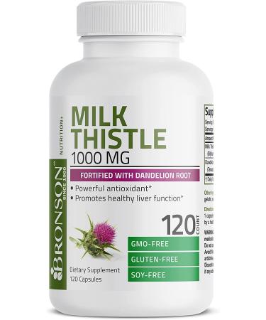 Milk Thistle 1000mg Silymarin & Dandelion Root Liver Health Support - 120 Capsules - Buy Online on GoSupps.com