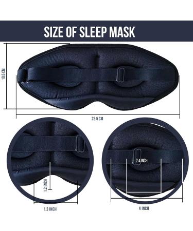 Premium 3D Contoured Sleeping Eye Mask - 100% Light Blocking Blindfold for Men & Women | Ideal for Travel Yoga & Naps | Breathable Comfort in Black - Buy Online on GoSupps.com