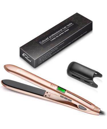 Culwad 2 in 1 Ceramic Hair Straightener and Curling Iron with LCD Display - Adjustable Temperature, Dual Voltage, Gold - Buy Online on GoSupps.com
