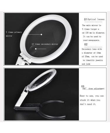 ES Vision aids Multi-Function Hand-held Collapsible Desktop with LED Light 10 Times 5 Times HD Old Man Reading Welding Repair Desk lamp Stationery Office Full of Stars - Buy Online on GoSupps.com