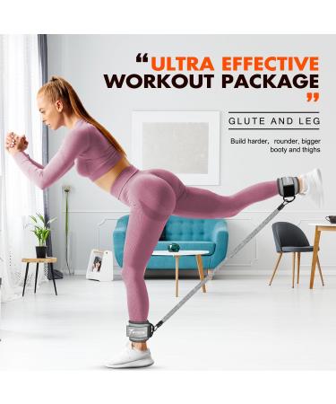 Ankle Resistance Bands Set with Cuffs | Glutes & Legs Workout Equipment | Grey | For Home Gym | Men & Women - Buy Online on GoSupps.com