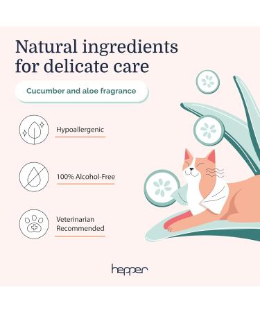 Hepper Pet Wash Wipes | Waterless Pet Cleaning Wipes with Aloe & Cucumber | Safe Grooming Wipes for Dogs Cats & Pets  - Buy Online on GoSupps.com