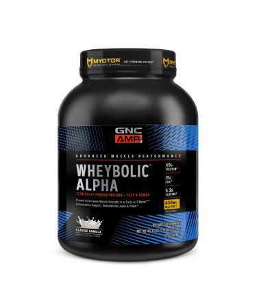 GNC AMP Wheybolic Alpha with MyoTOR Protein Powder | Targeted Muscle Building and Workout Support Formula with BCAA | Supports Testosterone Levels | 40g Protein | 22 Servings | Classic Vanilla Vanilla 22 Servings (Pack of 1)