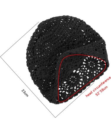 Shop Vgol Handmade Women s Cotton Knitted Beanie Hat - Vintage Flower Crochet Slouchy Skull Cap (52-58 cm) - Perfect for Spring Summer & Autumn - Black Outlet - Buy Online on GoSupps.com