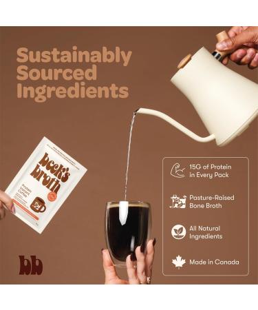 Beck's Broth Instant Coffee - Bone Broth Powder Sachets (5-Pack) | 15g of Protein Per Serving | All Natural Pasture Raised Beef Broth | Dairy Free Gluten Free | Coffee Protein Powder | Rich & Nutty - Buy Online on GoSupps.com