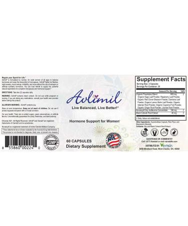 Avlimil Hormone Balance & Menopause Relief - Mood Swings Hot Flashes Night Sweats | 3-Month Supply with Isoflavones Black Cohosh & More - Buy Online on GoSupps.com