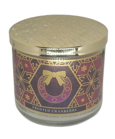 Bath & Body Works White Barn 3-Wick Candle w/Essential Oils - 14.5 oz - 2021 Christmas Scents! (Frosted Cranberry)