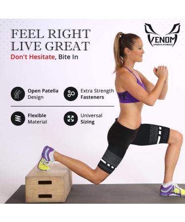 Venom Thigh Compression Sleeves - Unisex (Pair) | Breathable Support Brace for Hamstrings, Groin, Quad Muscles | Injury Recovery & Pain Relief - XL - Buy Online on GoSupps.com