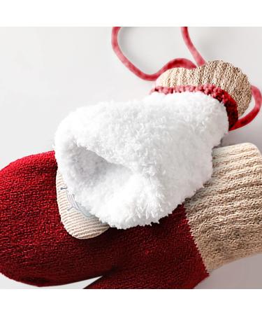 Kids Cute Fox Knitting Full Finger Gloves - Winter Thermal Lining, 1-3 Yrs - Cartoon/Red - Buy Online on GoSupps.com