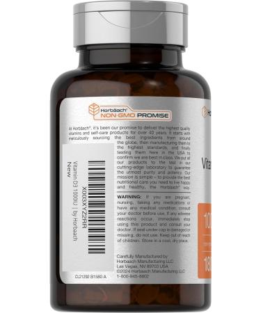 Horb ach Vitamin D3 1000IU Softgels (25mcg) | 180 Count | Non-GMO Gluten Free Supplement - Buy Online on GoSupps.com