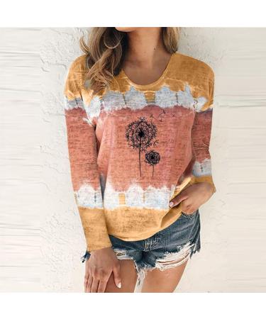 Hoodie Women's Knitted Jumper Women's Casual Fashion Crew Neck Tie Dye Print Long Sleeve T-Shirt Blouse Tops Turtleneck Pullover Women's Pullover Autumn Khaki L - Buy Online on GoSupps.com