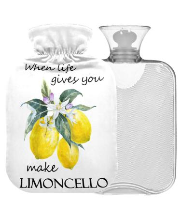 NAANLE LMONCELLO lemon heat bottle with cover transparent hot water bottle 2 l large hot hot water bottle for bed handfoots warmer pain relief heat and cold therapy