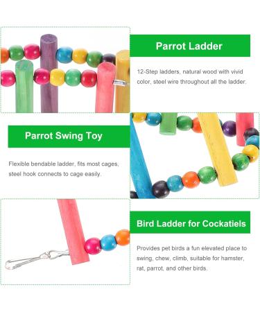 UEETEK Colorful Ladder Bird Toy 12-Step Flexible Ladders Wooden Rainbow Bridge Swings for Parrots Pet Trainning (Random Color) - Buy Online on GoSupps.com