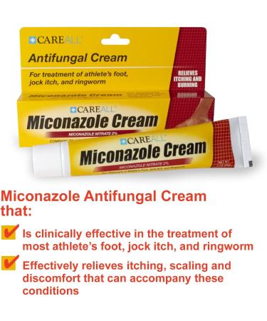 CareALL 1.0 oz. Antifungal Miconazole Nitrate 2% Cream - Athlete's Foot, Jock Itch, Ringworm Treatment - Buy Online on GoSupps.com