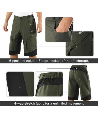 ARSUXEO Men's MTB Cycling Shorts - Classic Waterproof Design No Padding Green 1903 | Shop Internationally - Buy Online on GoSupps.com