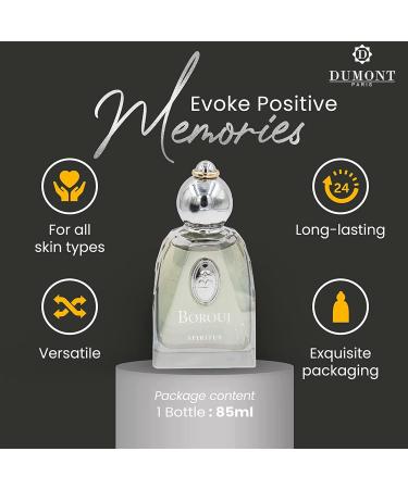 Dumont BOROUJ SPIRITUS - 85ml - Unisex Perfume for Men & Women - Long Lasting Cologne Mist & Body Spray with Aromatic Floral Amber & Musk Fragrance - for Him & Her - Buy Online on GoSupps.com