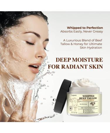 Lupure Beef Tallow Balm for Skin Whipped Grass Fed Beef Tallow with Honey Organic & All-Natural Face Moisturizer Hydrating & Nourishing Balm for Dry Skin Eczema Relief Unscented Non-Greasy 2oz - Buy Online on GoSupps.com