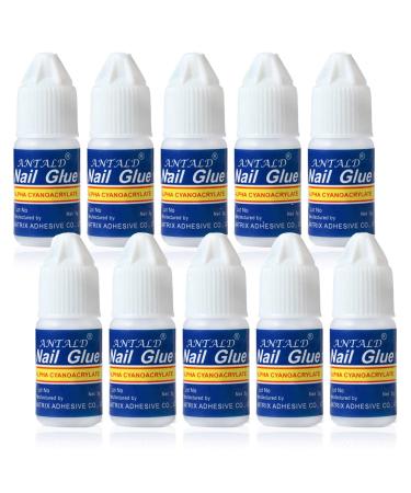 Nail Glue Super Strong Nail Glue for Acrylic Nails Professional Nail Tip Glue for Press On Nails Long Lasting Acrylic Nail Glue For Nail Tips Broken Nails Bond Fake Nails Nail Glue Gel 0.1OZ 10 Bottle 10Bottle