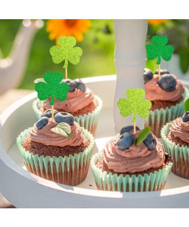 6 PCS St Patrick's Day Cupcake Toppers Glitter Clover Cupcake Picks St Patrick's Day Party Cake Decoration - Buy Online on GoSupps.com