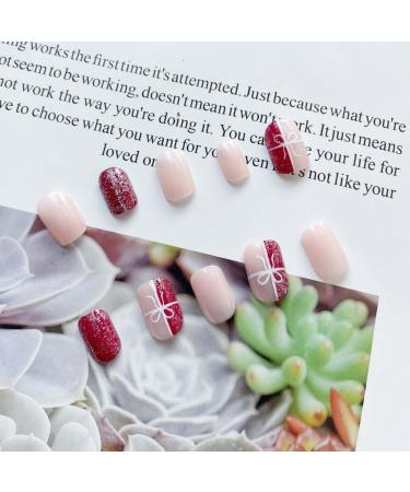 SINLOV Fake Nails Medium French Square False Nails Glitter Glossy Press on Nails Ballerina Acrylic Full Cover Fake Nail for Women and Girls - Buy Online on GoSupps.com