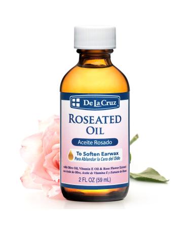 De La Cruz Roseated Oil - Natural Ear Wax Softener Blend with Rose Flower Extract - Ear Wax Aid - Made in The USA - 2 Fl Oz Roseated 2 Fl Oz (Pack of 1)