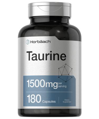Horb ach Taurine Supplement 1500mg | 180 Capsules | Non-GMO and Gluten Free