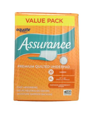 Assurance Premium Quilted Underpad, Value Pack, XL 30 COUNT (4 Pack) 30 Count (Pack of 4)