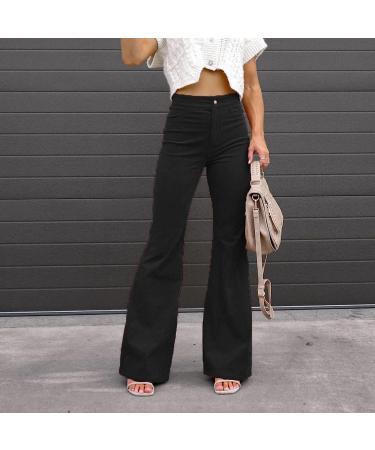 Corduroy Flared Pants for Women High Waist Bell Bottom Trousers Vintage Y2k Wide Leg Streetwear - X-Large - Buy Online on GoSupps.com