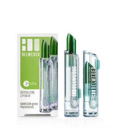 Belweder - 2 revitalizing lip balm with phytosterols - protective moisturizing calming regenerating - Kam l on Green Colored Balm - 2 sticks of 3.5 g