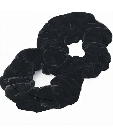 AADYA PAIR OF EXTRA LARGE (15CM) VELVET HAIR SCRUNCHIES ELASTIC SCRUNCHY HAIR BOBBLES (BLACK) - Buy Online on GoSupps.com