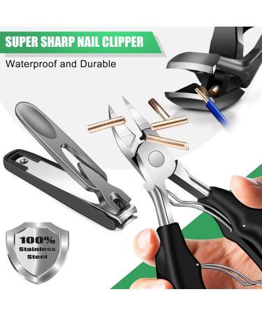 Toenail Clippers for Seniors - Heavy Duty Angled Head Nail Cutters for Thick Nails 5Pcs with Catcher & Wide Jaw Opening - Buy Online on GoSupps.com