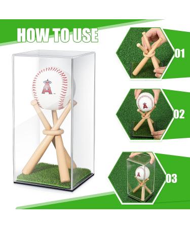 Baseball Display Case with Wood Stand and Grass Pad | Acrylic Holder for Trophy, Autograph Ball, and Memorabilia - Buy Online on GoSupps.com