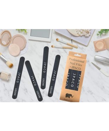 Nail Files 120 240 Grit - Double Sided Emery Board Black Washable Set (12 Pack) - Professional Manicure Tools for Natural, Acrylic, Poly, and Gel Nails by JPACO - Buy Online on GoSupps.com