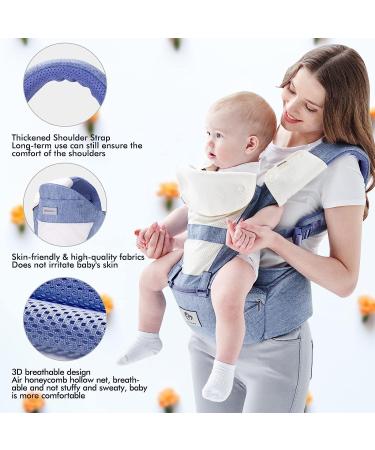 Bellababy 6-in-1 Multifunction Baby Carrier with Hip Seat - Ergonomic M Position, Adjustable Size - Blue, Ideal for 3-36 Month Babies - Perfect for Shopping & Travel - Buy Online on GoSupps.com