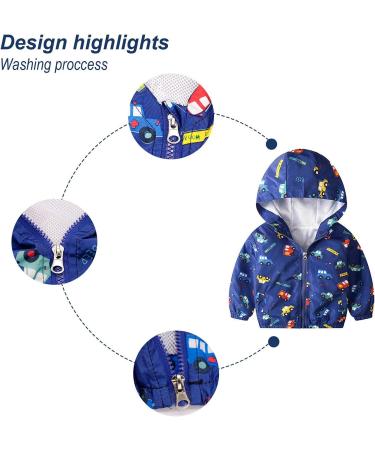 JinBei Kids Waterproof Hooded Jacket | Windproof Long Sleeve Coat for Boys | Sunscreen Outwear Raincoat | Cartoons Theme | Lightweight and Breathable | 1-7 Years - Buy Online on GoSupps.com