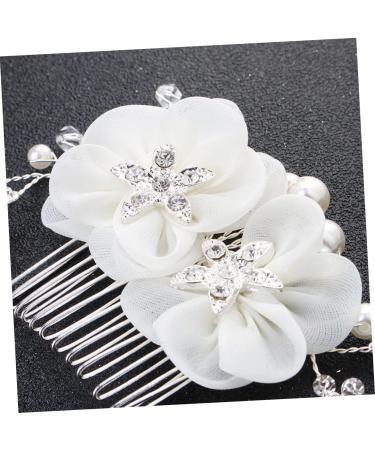 Ipetboom Tiara Decor Combs Flower Hair Comb Rhinestone Comb Bride Headpieces for Wedding Rhinestone Hair Comb Crystal Hair Comb Bride Comb Headgear White Rhinestones Silk Flower Miss - Buy Online on GoSupps.com