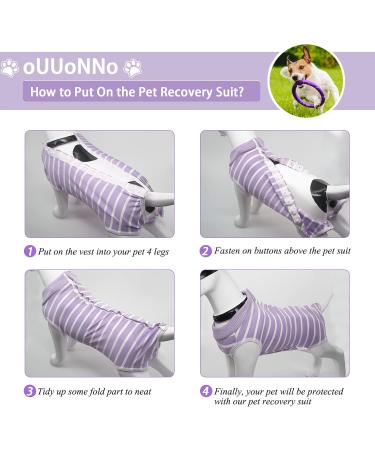 Ouuonno XXL Purple Striped Recovery Suits for Dogs & Cats | Surgical Anti-Lick Vest for Abdominal Wounds & Skin Conditions - Buy Online on GoSupps.com