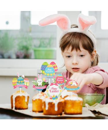 Adorable Happy Easter Egg Cupcake Toppers for Kids Set of 18 - These are bunny decorations that boys and girls will love at Easter parties baby showers and themed birthday parties - SugarGera - Buy Online on GoSupps.com