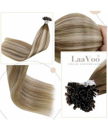LAAVOO Real Hair Extensions - Balayage Brown U Tip 60cm Keratin Extensions | 50g Remy Hair Ombre #8/60/8 - Buy Online on GoSupps.com