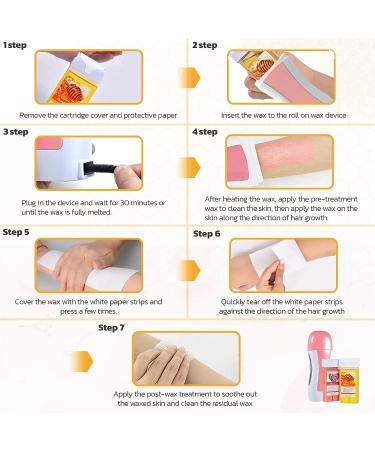 Honey and Rose Roll On Waxing Kit - Portable Fast Heating Waxer for All Skin Types | Includes 10 Pre-Waxing Wipes, Post-Waxing Treatment Oil, and 100 Wax Strips - Buy Online on GoSupps.com