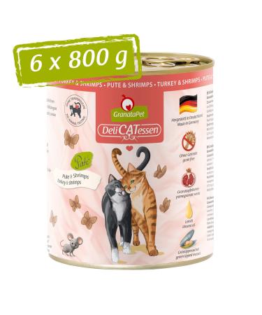 Granapet Delicatesse Pute & Shrimps wet food for cats cat food for gourmets food without grain & without sugar additives 6 x 800 g TUE & Shrimps 800 G (6 Pack)