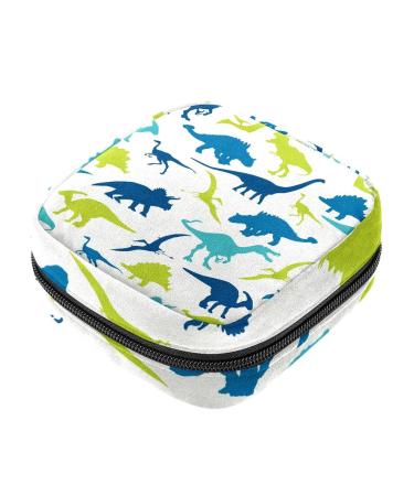 Women's napkin storage bag dinosaur silhouette colorful pattern portable women's bandages storage bags female menstruation first period bag