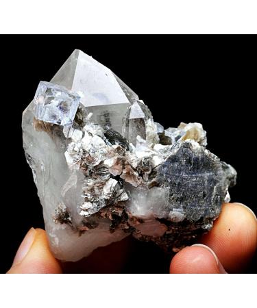 95.5g Natural Clear Purple Cube Fluorite Quartz Crystal Mica Specimen JZIGTDEM - Buy Online on GoSupps.com